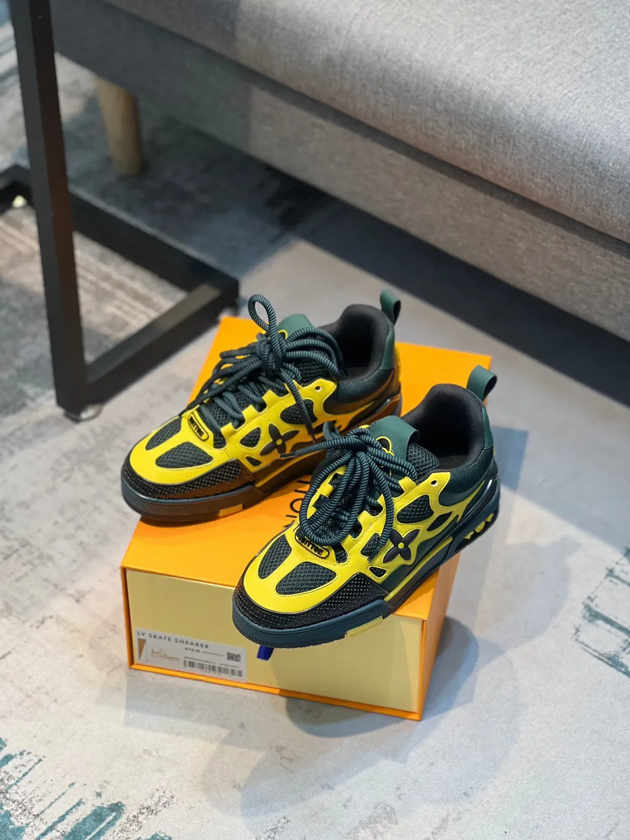Louis Vuitton Yellow Green Layered Synthetic And Mesh Upper Sculpted Multi-Tone Midsole Lifestyle Sneakers 7