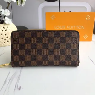 Louis Vuitton Zippy Wallet Damier Ebène Checkered Canvas Long Wallet
