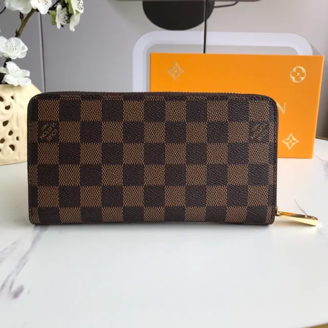 Louis Vuitton Zippy Wallet Damier Ebène lona xadrez carteira longa 9
