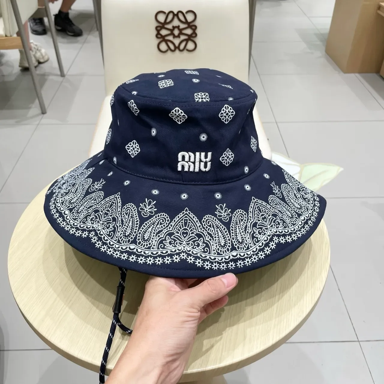 Miu Miu Bandana-Print Navy Bucket Hat 3