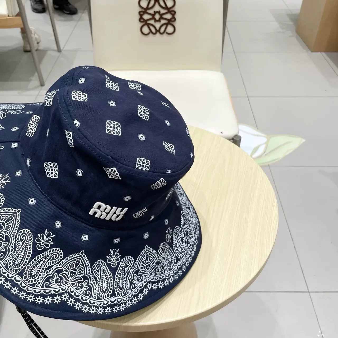 Miu Miu Bandana-Print Navy Bucket Hat 5