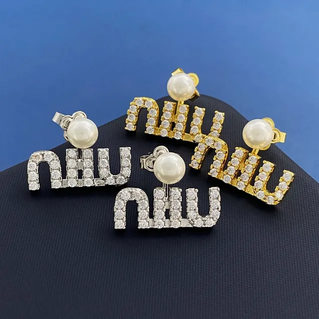 Miu Miu Logo perles Pavé boucles d'oreilles 2