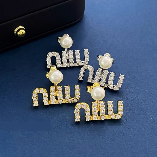 Miu Miu Logo perles Pavé boucles d'oreilles 5