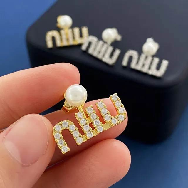Miu Miu Logo perles Pavé boucles d'oreilles 7