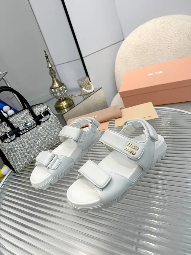 Miu Miu Wander Logo-Plaque sandales à plateforme cuir casual 4
