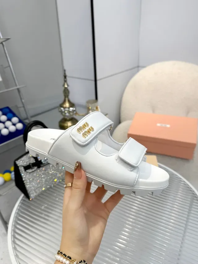 Miu Miu Wander White Black Double-Strap Slide Slippers 4