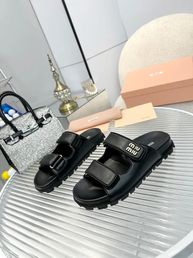 Miu Miu Wander White Black Double-Strap Slide Slippers 5