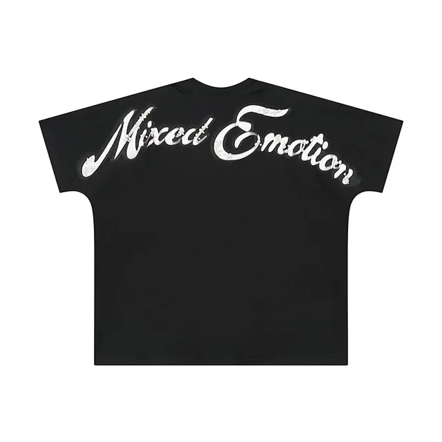 Mixed Emotion Emotion Cherub গ্রাফিক কালো টি-শার্ট 3