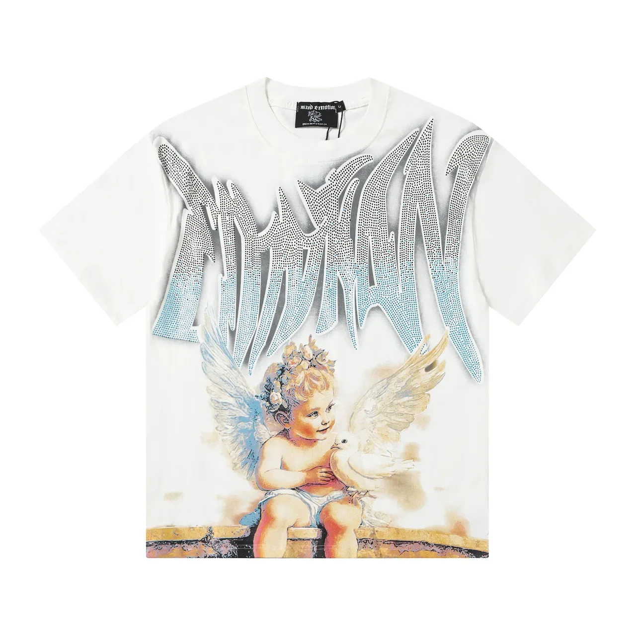 Mixed Emotion Graphic-Print Cherub and Dove T-Shirt 3