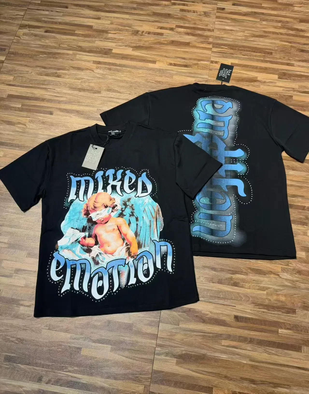 Mixed Emotion White Black Graphic Print Oversized Fit T-Shirt 6