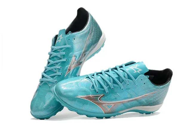 Mizuno Blue Orange Turquoise Synthetic Mesh Upper Wave Logo Accent Sneakers 2