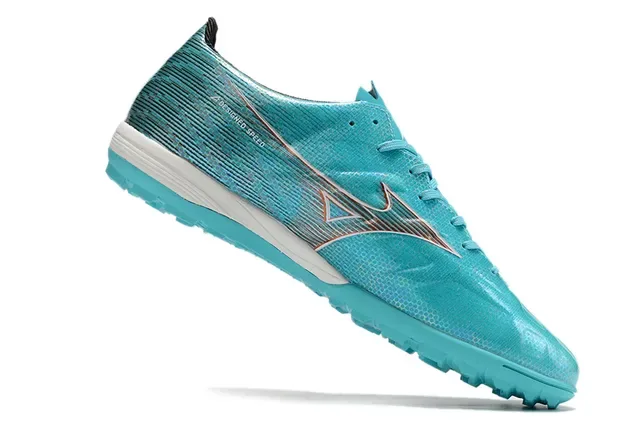 Mizuno Blue Orange Turquoise Synthetic Mesh Upper Wave Logo Accent Sneakers 3