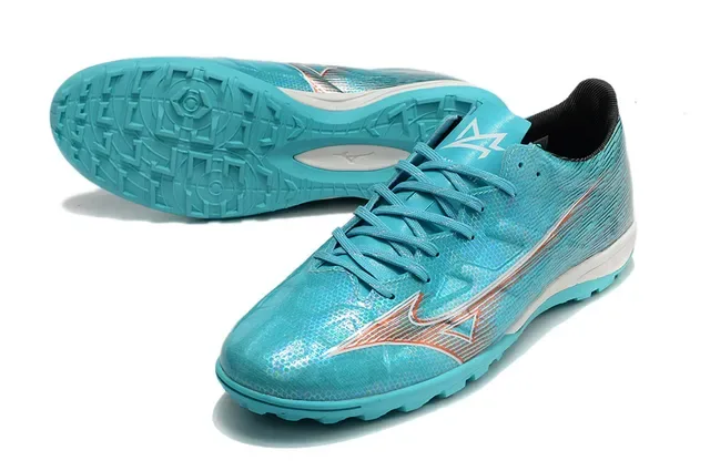 Mizuno Blue Orange Turquoise Synthetic Mesh Upper Wave Logo Accent Sneakers 6