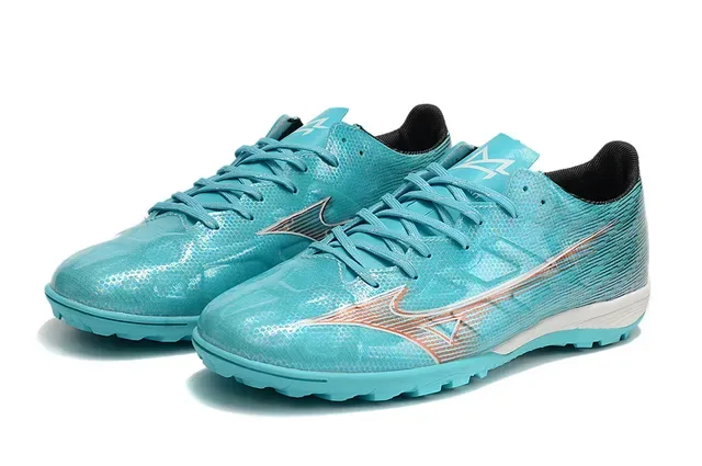 Mizuno Blue Orange Turquoise Synthetic Mesh Upper Wave Logo Accent Sneakers 8