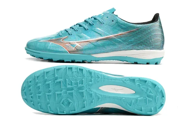 Mizuno Blue Orange Turquoise Synthetic Mesh Upper Wave Logo Accent Sneakers 9