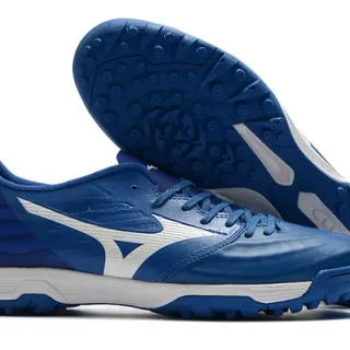 Mizuno Blue White Low-Cut Synthetic Upper Turf Soccer Shoes