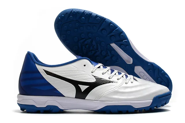 Mizuno Azul Branco Sapatos de Futebol Turf Upper Sintético Baixo Corte 2