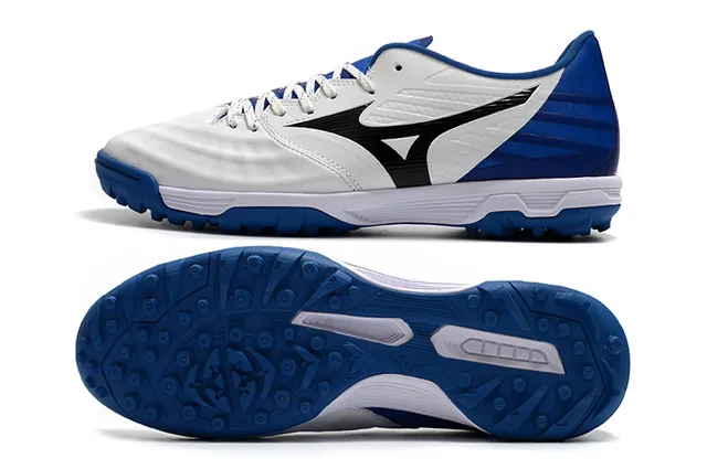 Mizuno Azul Branco Sapatos de Futebol Turf Upper Sintético Baixo Corte 17