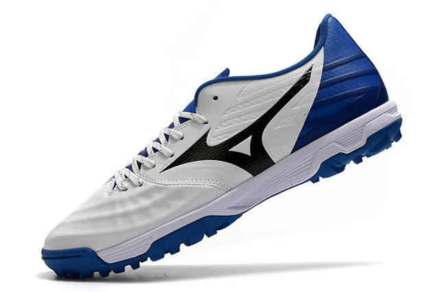 Mizuno Azul Branco Sapatos de Futebol Turf Upper Sintético Baixo Corte 19