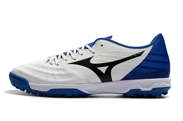 Mizuno Azul Branco Sapatos de Futebol Turf Upper Sintético Baixo Corte 20