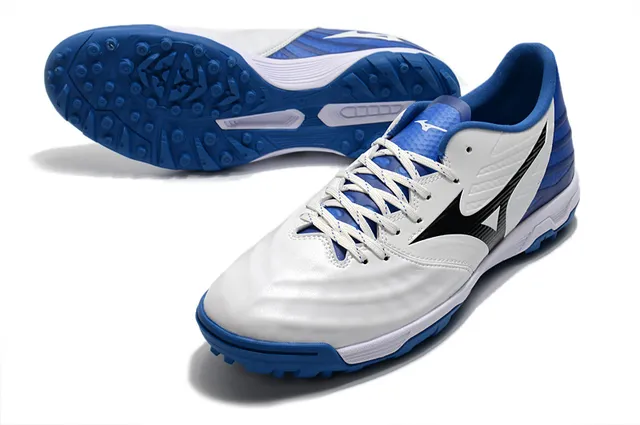 Mizuno Azul Branco Sapatos de Futebol Turf Upper Sintético Baixo Corte 21