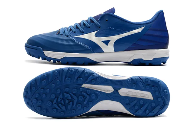 Mizuno Azul Branco Sapatos de Futebol Turf Upper Sintético Baixo Corte 23