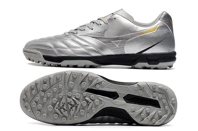 Mizuno Morelia Neo Silver Black Metallic Upper matelassé Semelle intermédiaire en caoutchouc Gazon artificiel chaussures de football 8