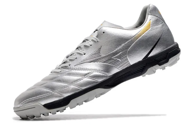 Mizuno Morelia Neo Silver Black Metallic Upper matelassé Semelle intermédiaire en caoutchouc Gazon artificiel chaussures de football 10