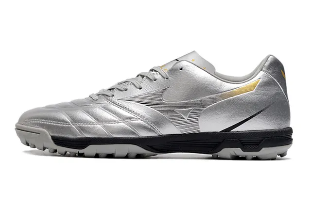 Mizuno Morelia Neo Silver Black Metallic Upper matelassé Semelle intermédiaire en caoutchouc Gazon artificiel chaussures de football 11
