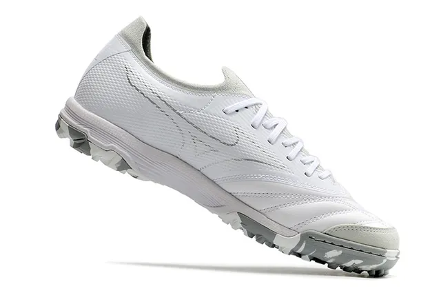 Mizuno Blanc Gris Bas-Coupé Lacets Synthétique Texturé Supérieur Herbe Artificielle Chaussures de Football 6