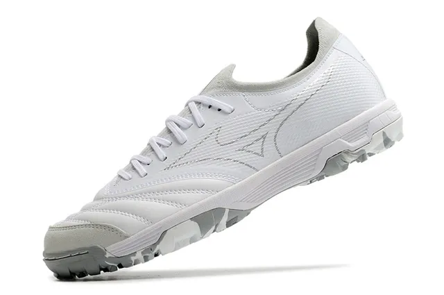 Mizuno Blanc Gris Bas-Coupé Lacets Synthétique Texturé Supérieur Herbe Artificielle Chaussures de Football 7