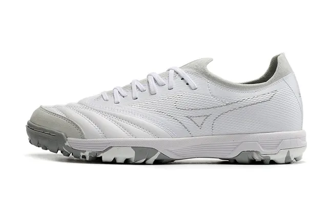 Mizuno Blanc Gris Bas-Coupé Lacets Synthétique Texturé Supérieur Herbe Artificielle Chaussures de Football 8