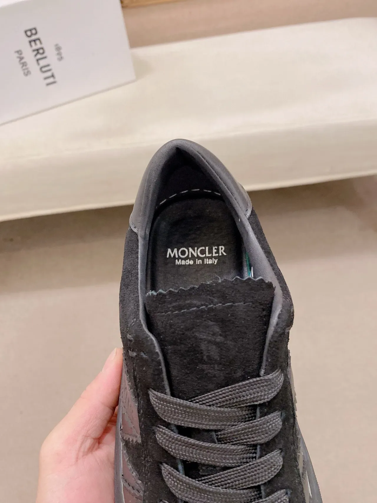 Moncler Black Suede Low-Top Lace-Up Lifestyle Sneaker 4