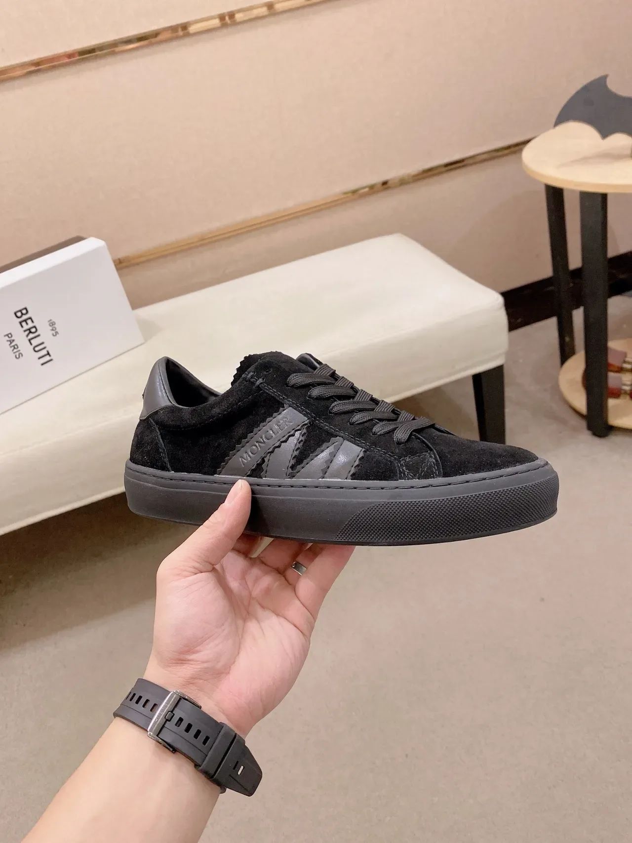 Moncler Black Suede Low-Top Lace-Up Lifestyle Sneaker 5