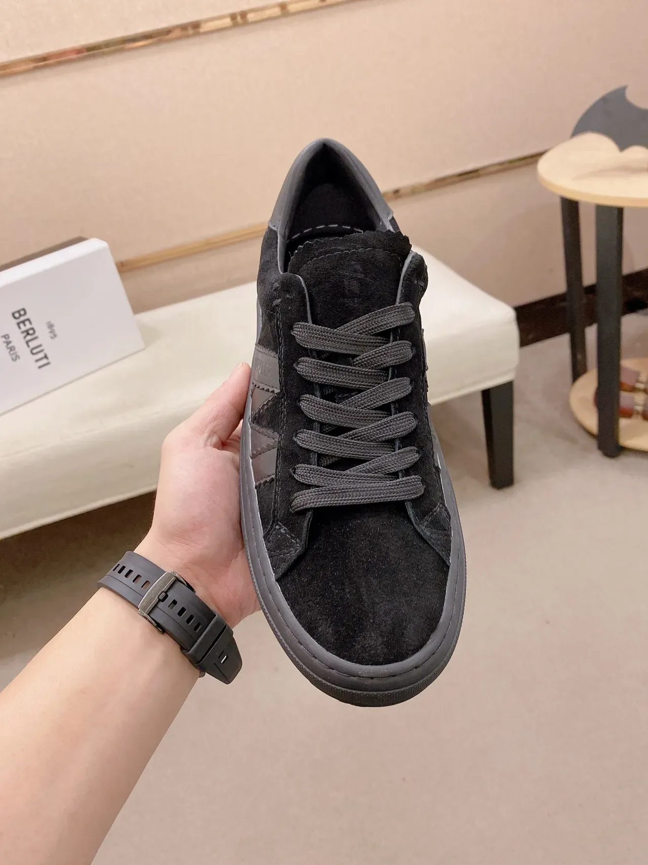 Moncler Black Suede Low-Top Lace-Up Lifestyle Sneaker 6