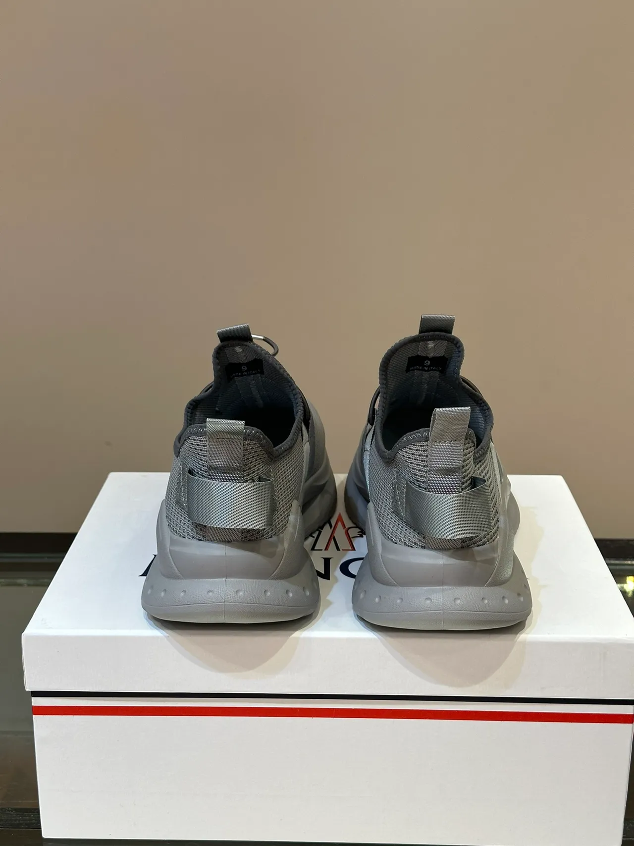 Moncler Gray Silver Knit Slip-On Integrated Strap System Lifestyle Sneakers 4
