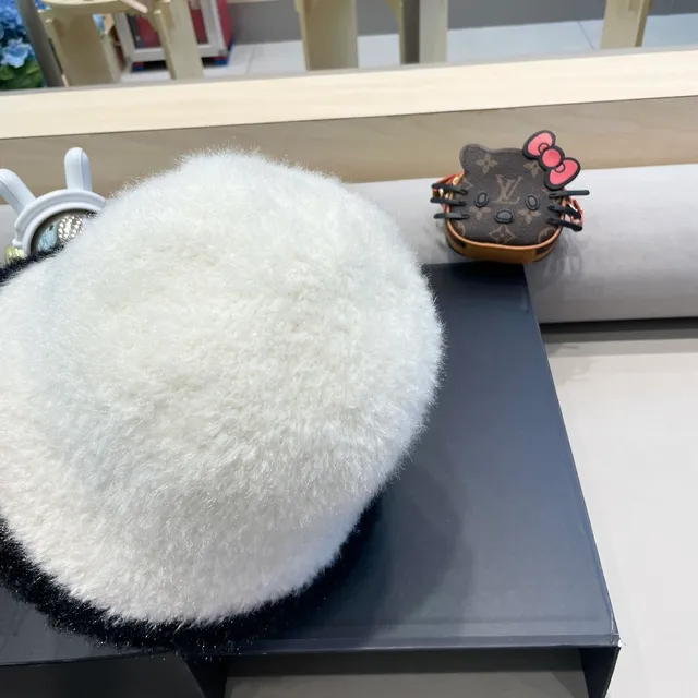 Moncler Panda-Inspired Two-Tone Fuzzy Beanie 8
