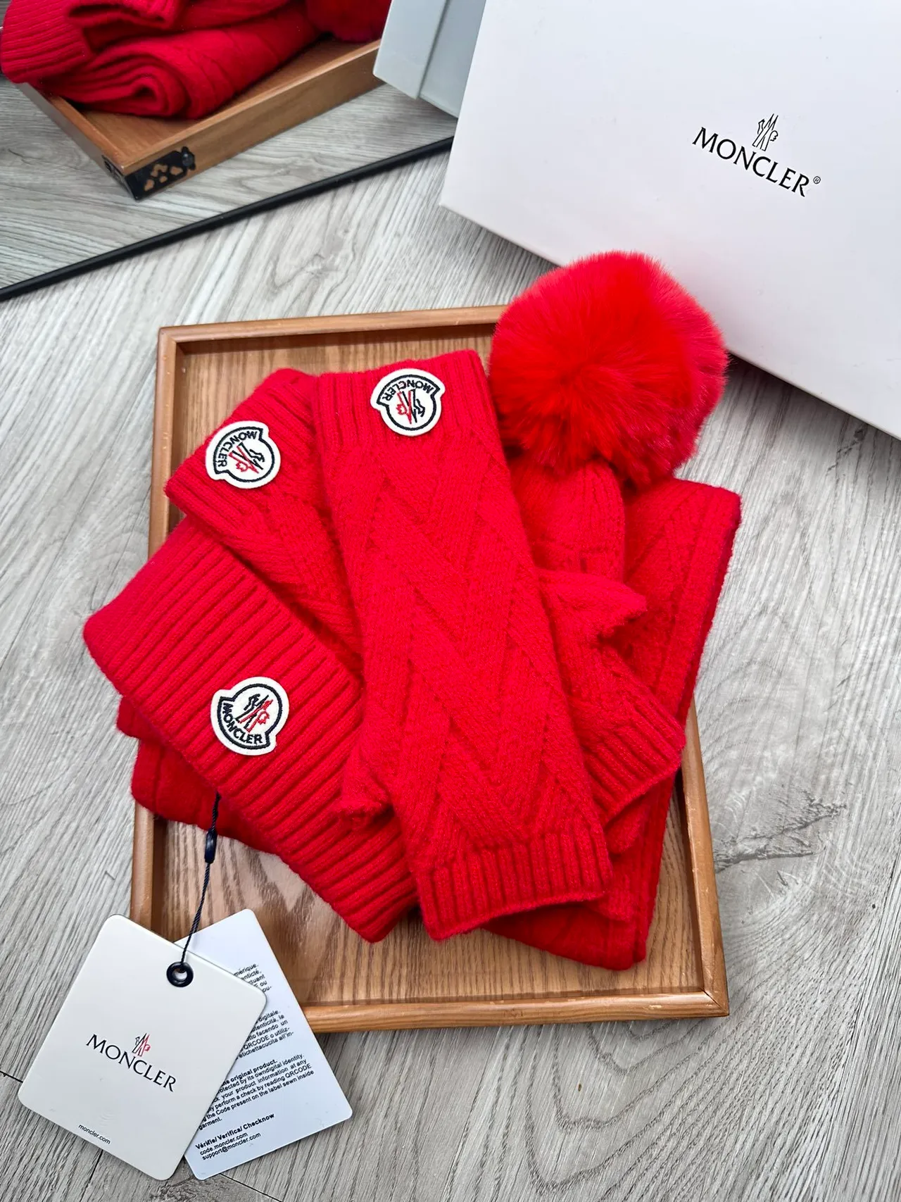 Moncler Red Ribbed Knit Plush-Lined Sweater 3