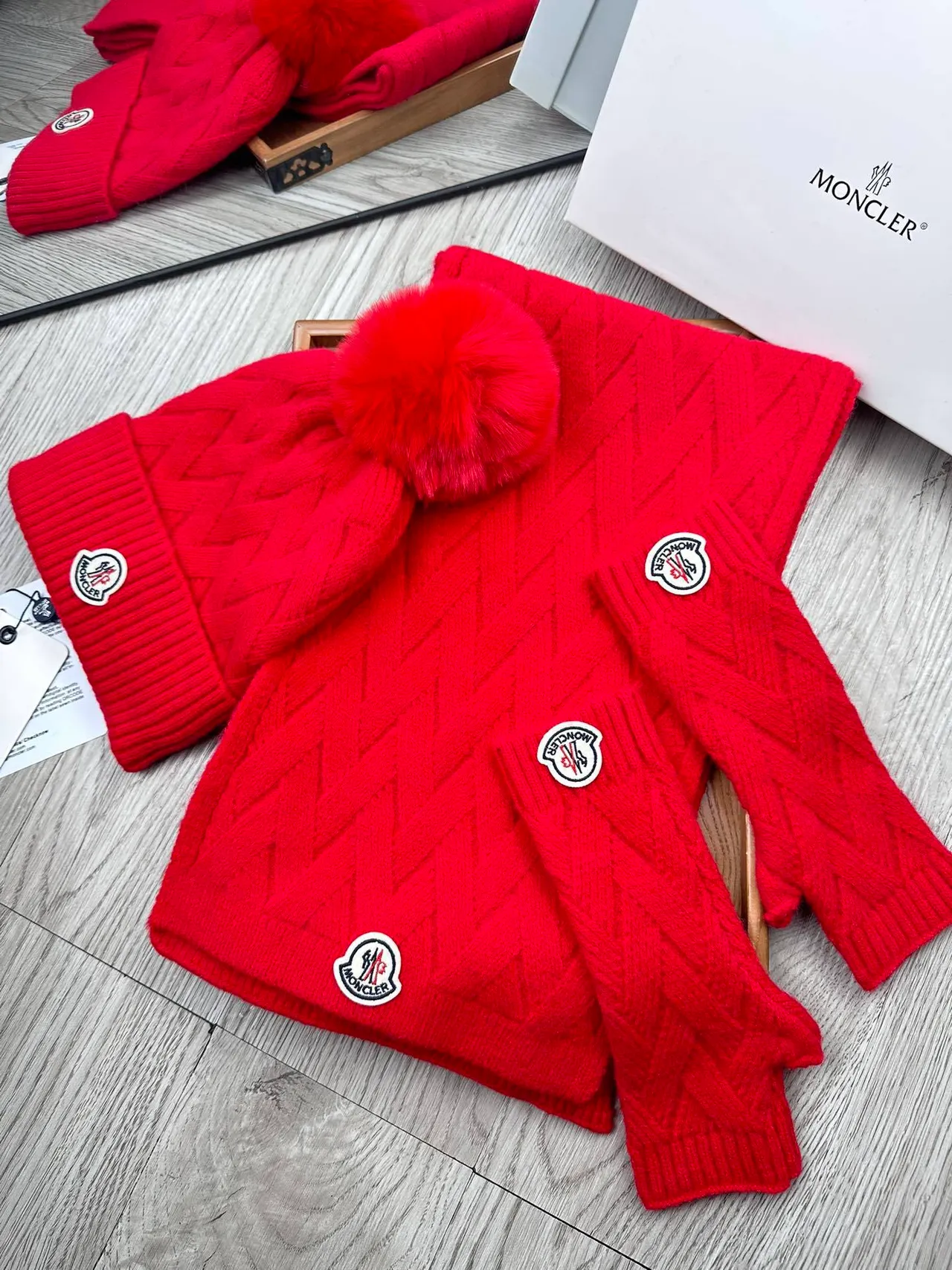Moncler Red Ribbed Knit Plush-Lined Sweater 4