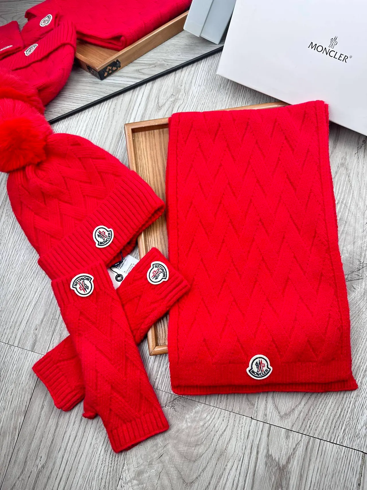 Moncler Red Ribbed Knit Plush-Lined Sweater 5