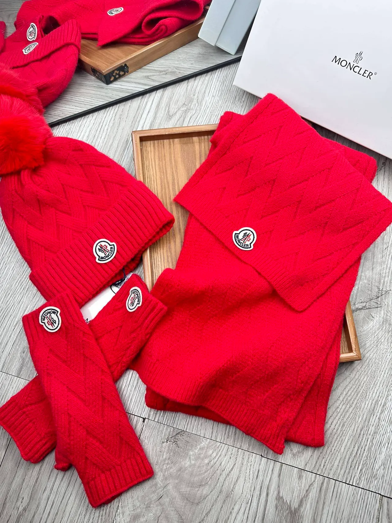 Moncler Red Ribbed Knit Plush-Lined Sweater 6