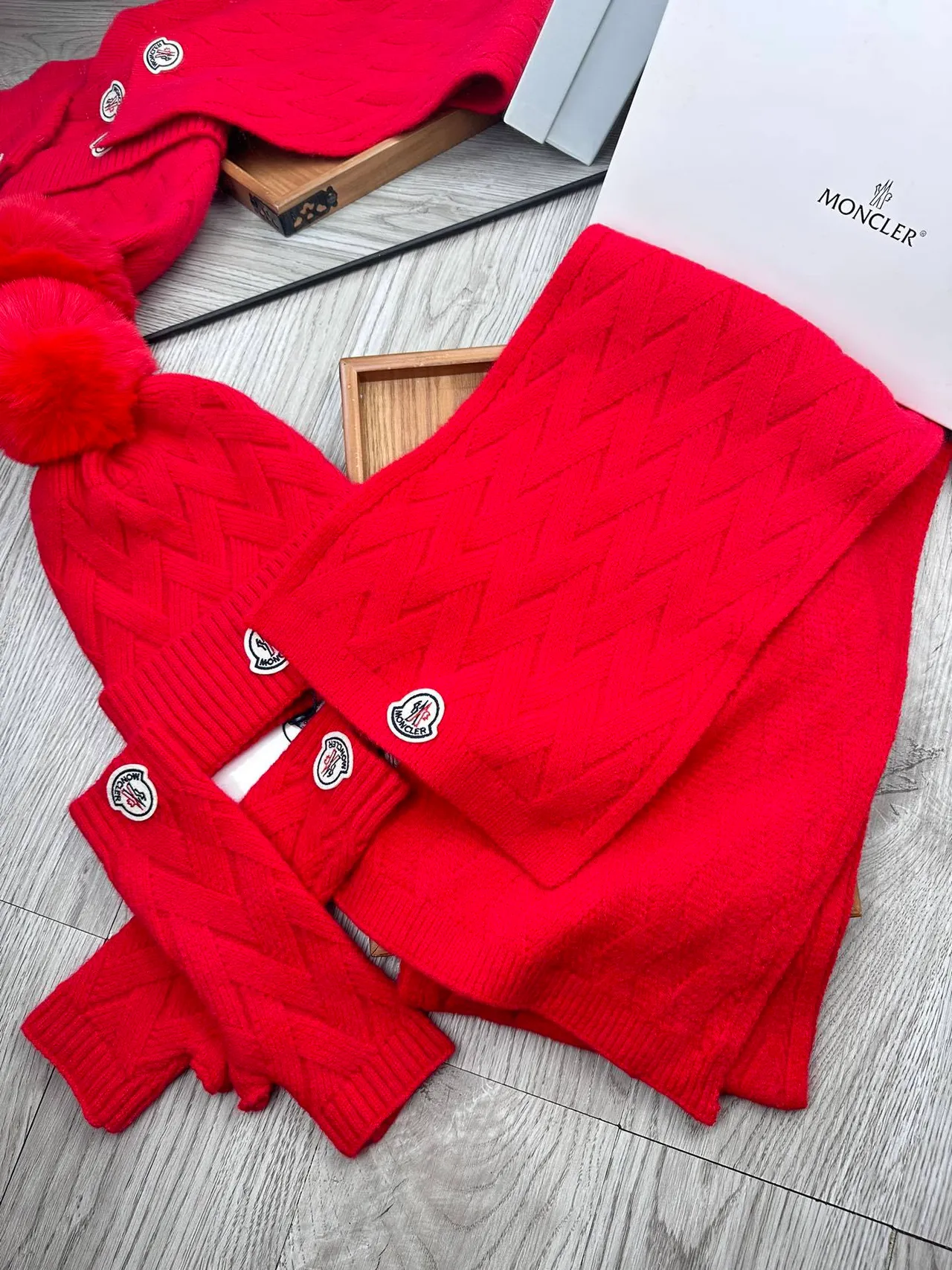 Moncler Red Ribbed Knit Plush-Lined Sweater 7