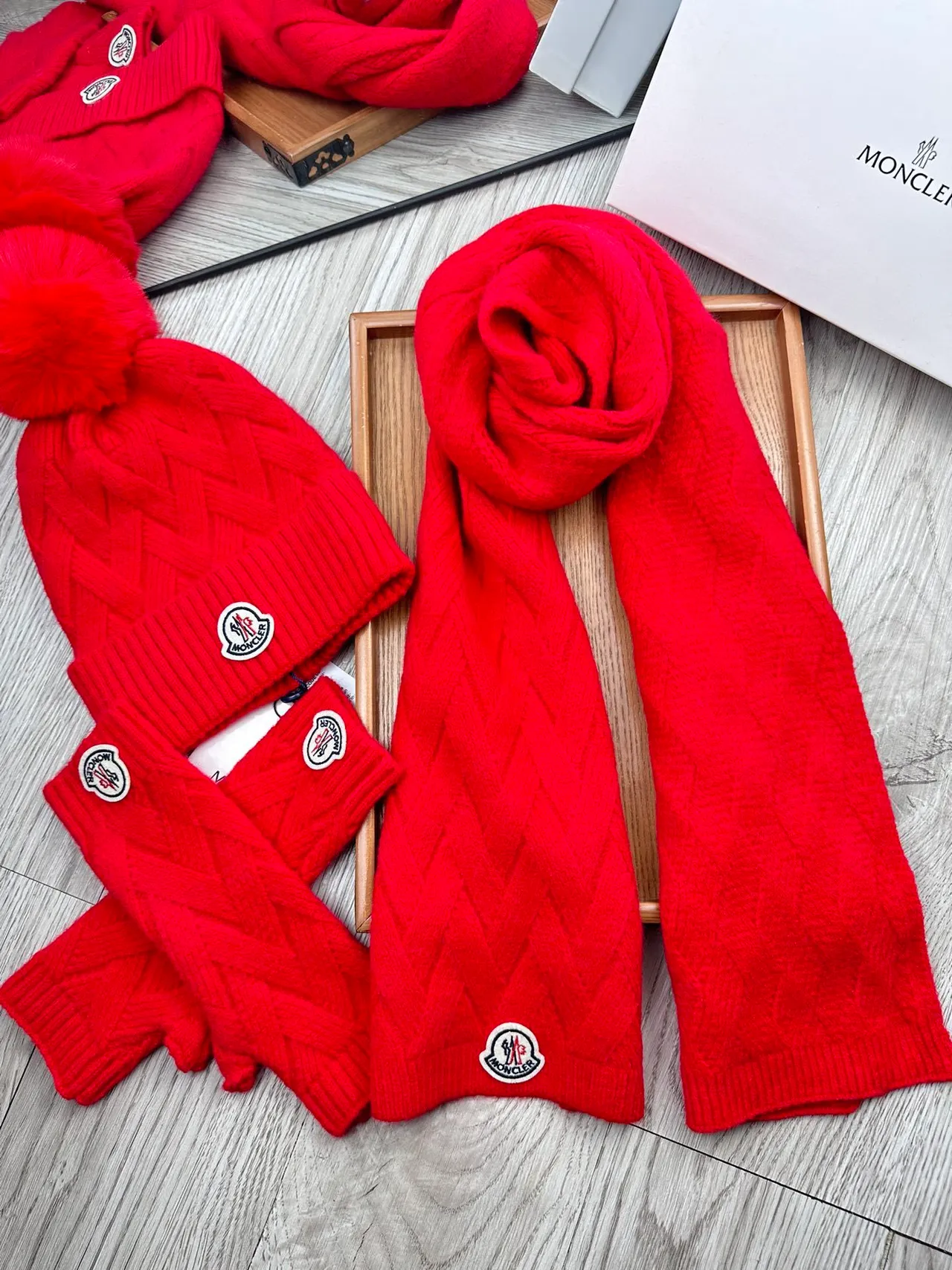 Moncler Red Ribbed Knit Plush-Lined Sweater 8
