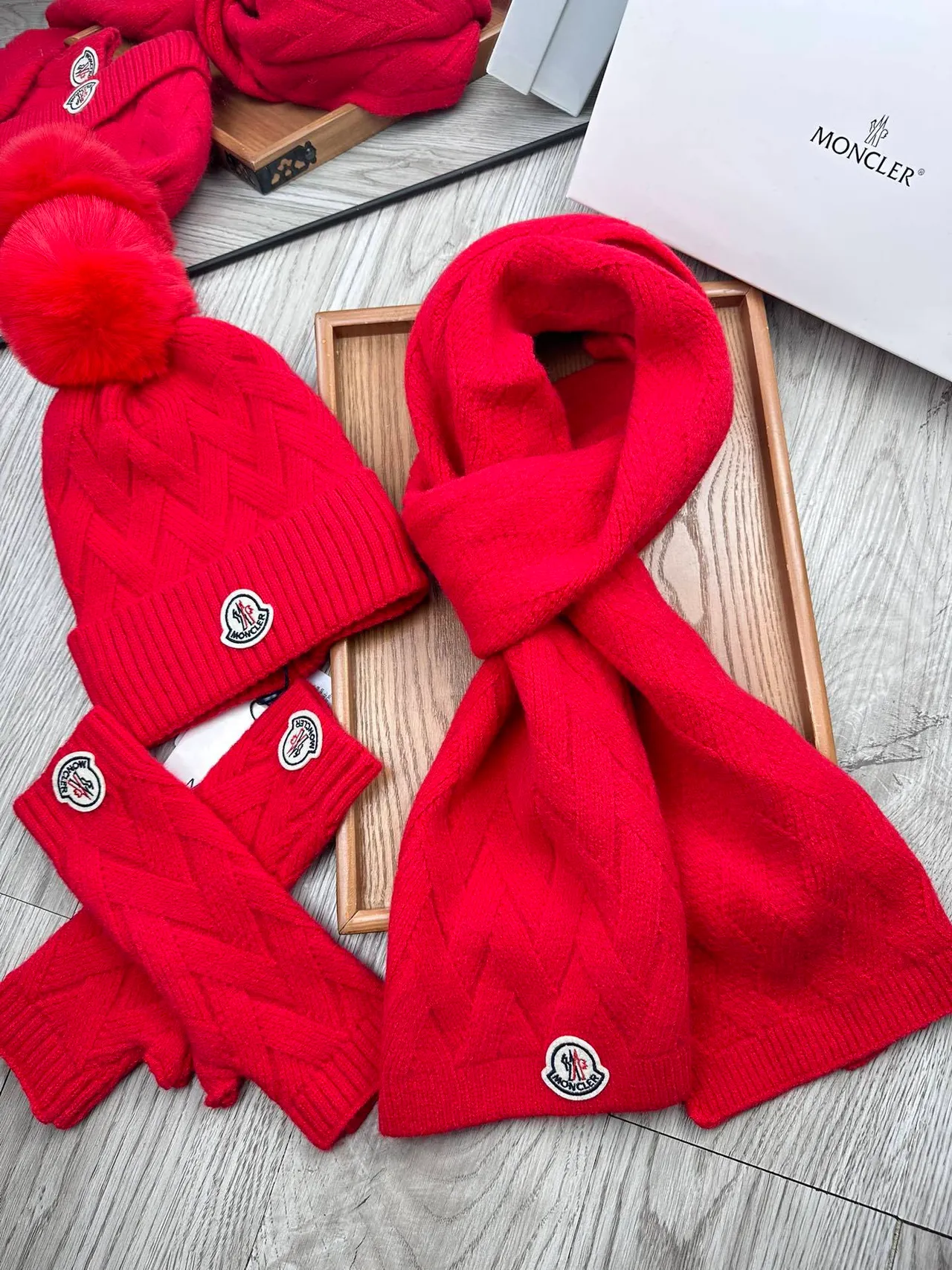 Moncler Red Ribbed Knit Plush-Lined Sweater 9