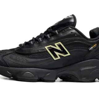 New Balance 1000 Black Gold Silhouette Layered Synthetic Upper Chunky Sneakers