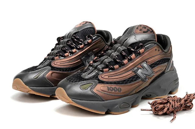 New Balance 1000 Marrom Preto Retro Runner Camada Superior Sintético-Malha Tênis Chunky 2
