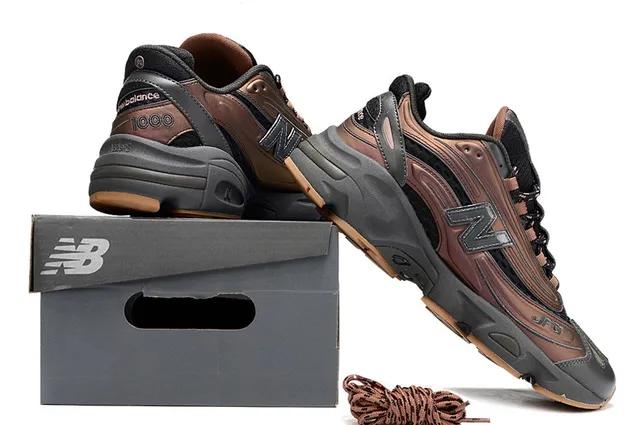 New Balance 1000 Marrom Preto Retro Runner Camada Superior Sintético-Malha Tênis Chunky 6