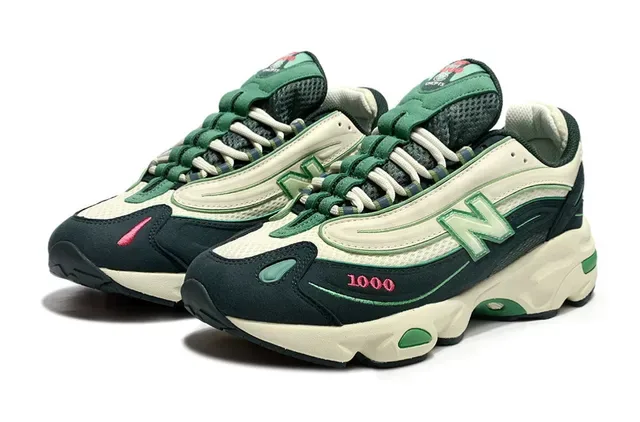New Balance 1000 Vert Foncé Crème Chaussures Chunky 2