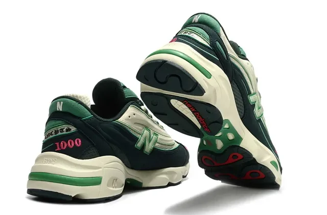 New Balance 1000 Vert Foncé Crème Chaussures Chunky 3