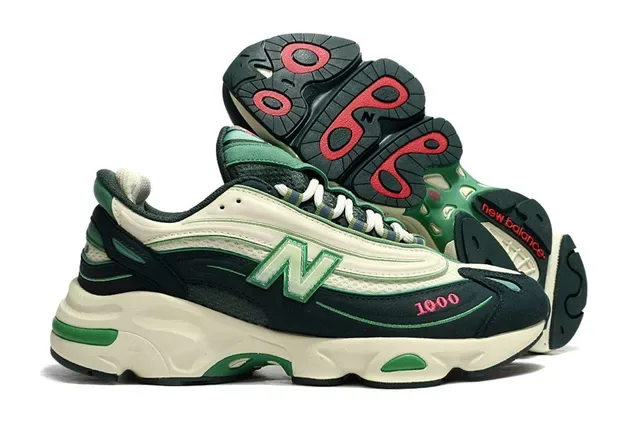 New Balance 1000 Vert Foncé Crème Chaussures Chunky 4